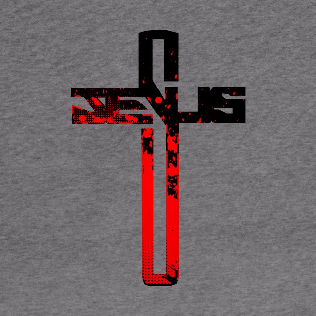 Red and Black Jesus Cross by AlondraHanley